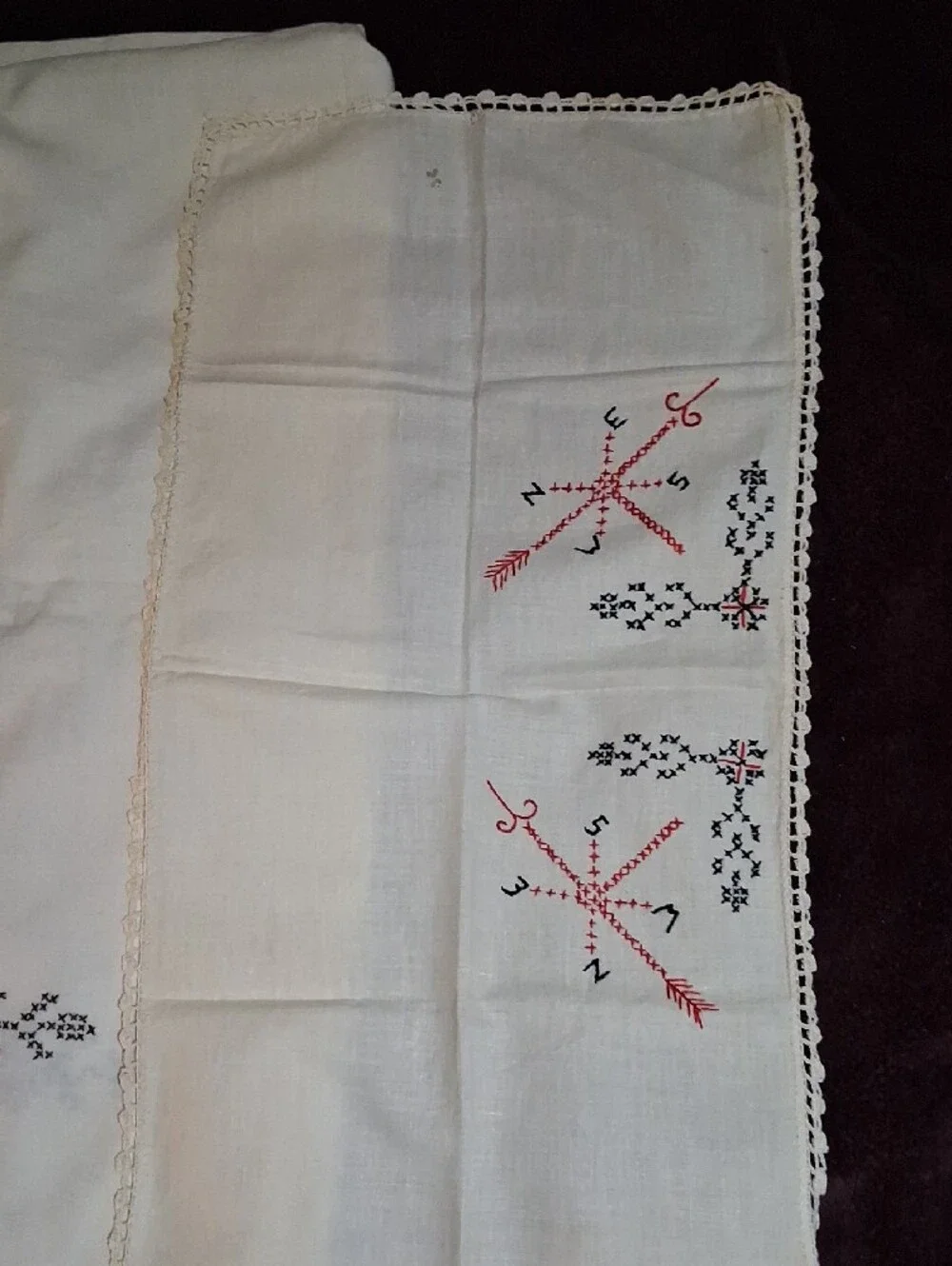 Embroidered Rooster Table Linen in Green, Red, Black